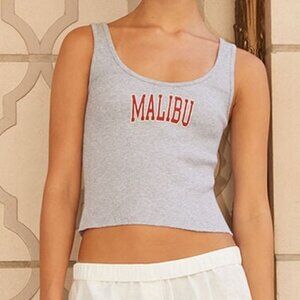 brandy melville gray and red malibu graphic tank top size small